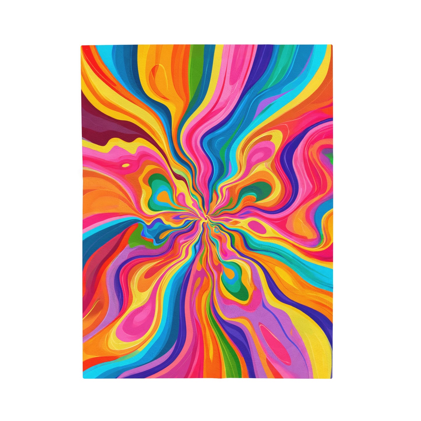 Color Rainbow Fusion Swirl Velveteen Plush Blanket 3 Sizes