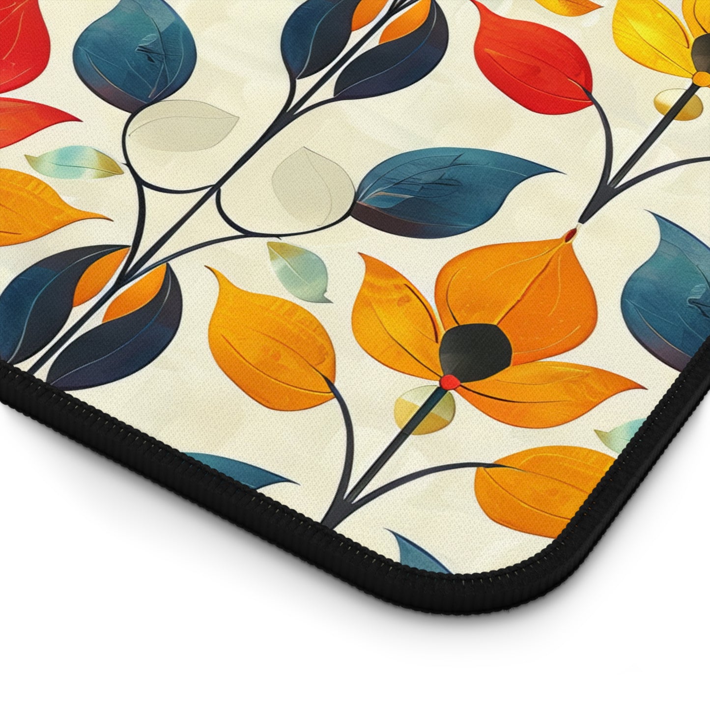 Retro Art Nouveau Vibrant Multicolored Blossoms Gaming Mouse Pad  Desk Mat  - 3 Sizes