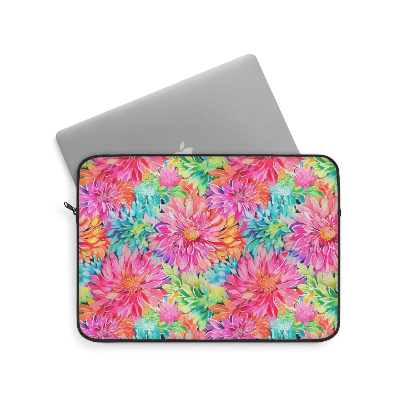 Blooming Spectrum: Large Vibrant Watercolor Flowers in Full Bloom Laptop or Ipad Protective Sleeve 3 Sizes Available