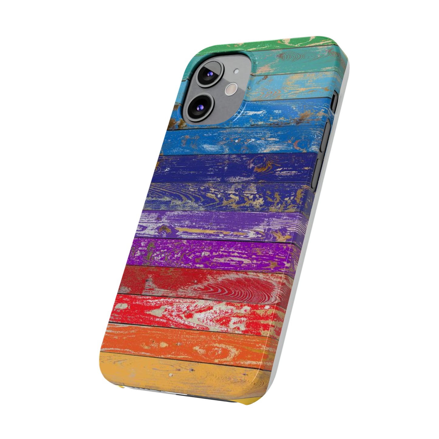 Rainbow Wood Planks Iphone 15-12 Slim Phone Case