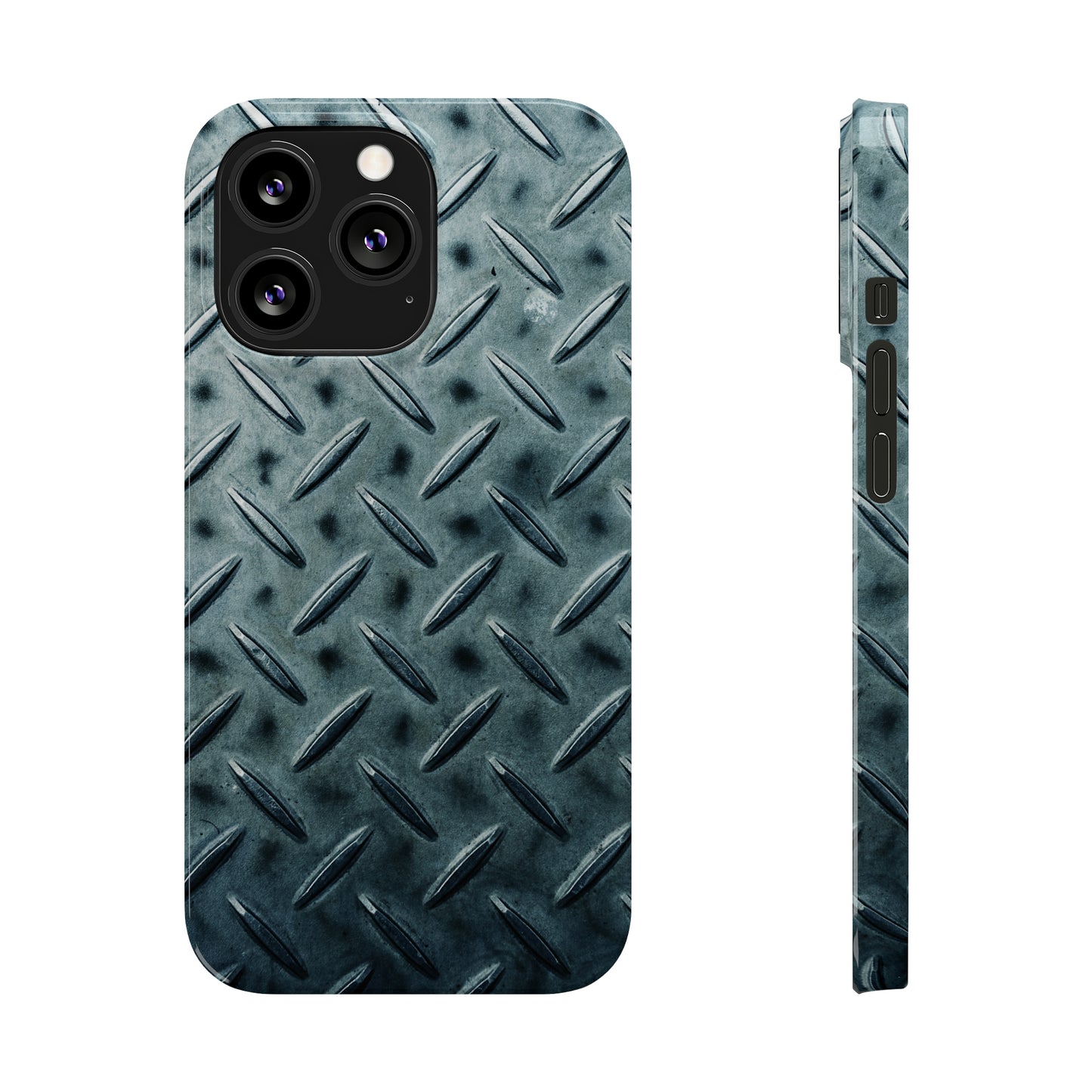 Blue Steel Diamond Plate Design Iphone 15-12 Slim Phone Case