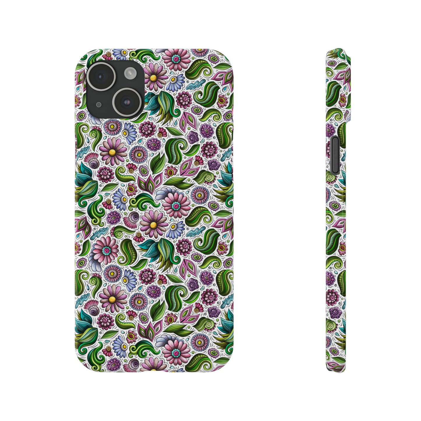 Purple & Pink Daisy Floral Print Iphone 15-12 Slim Phone Case