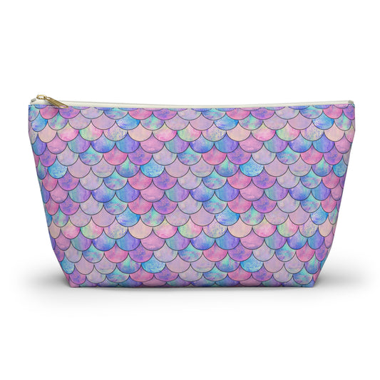 Enchanting Mermaid Hues: Pink and Purple Shimmering Scales - Makeup & Accessory Bag 2 Sizes