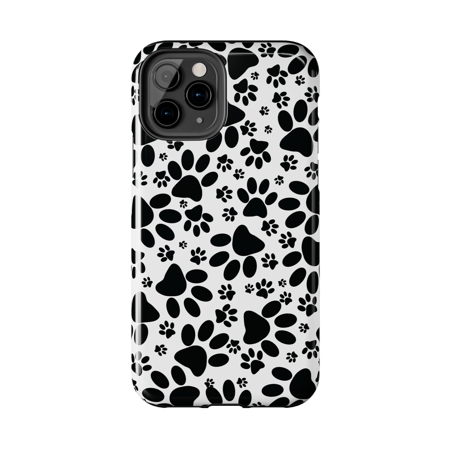 Stealthy Tracks: Black Animal Paw Prints Iphone Tough Phone Case