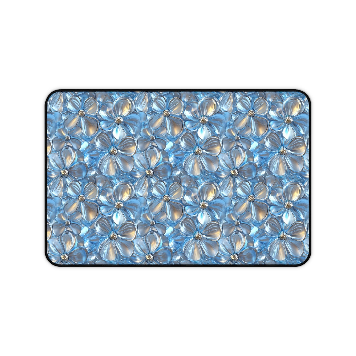 3D Silver Daisies Deskmat , Spring Flowers Desk Decoration, Floral Large Mousepad, Gaming Desk Mat, Desktop Accessory