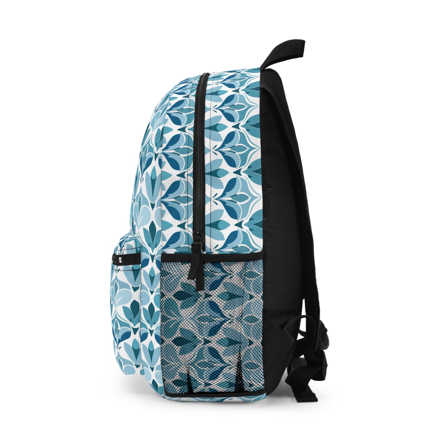 Elegant Floral Pattern in Shades of Aqua and Teal, Forming Graceful Botanical Motifs Lightweight Stylish Durable Backpack (Made in USA)