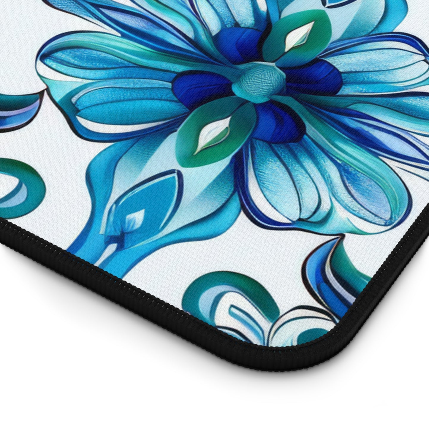 Vibrant Tapestry of Teal and Blue Flowers Extended Gaming Mouse Pad  Desk Mat  - 3 Sizes