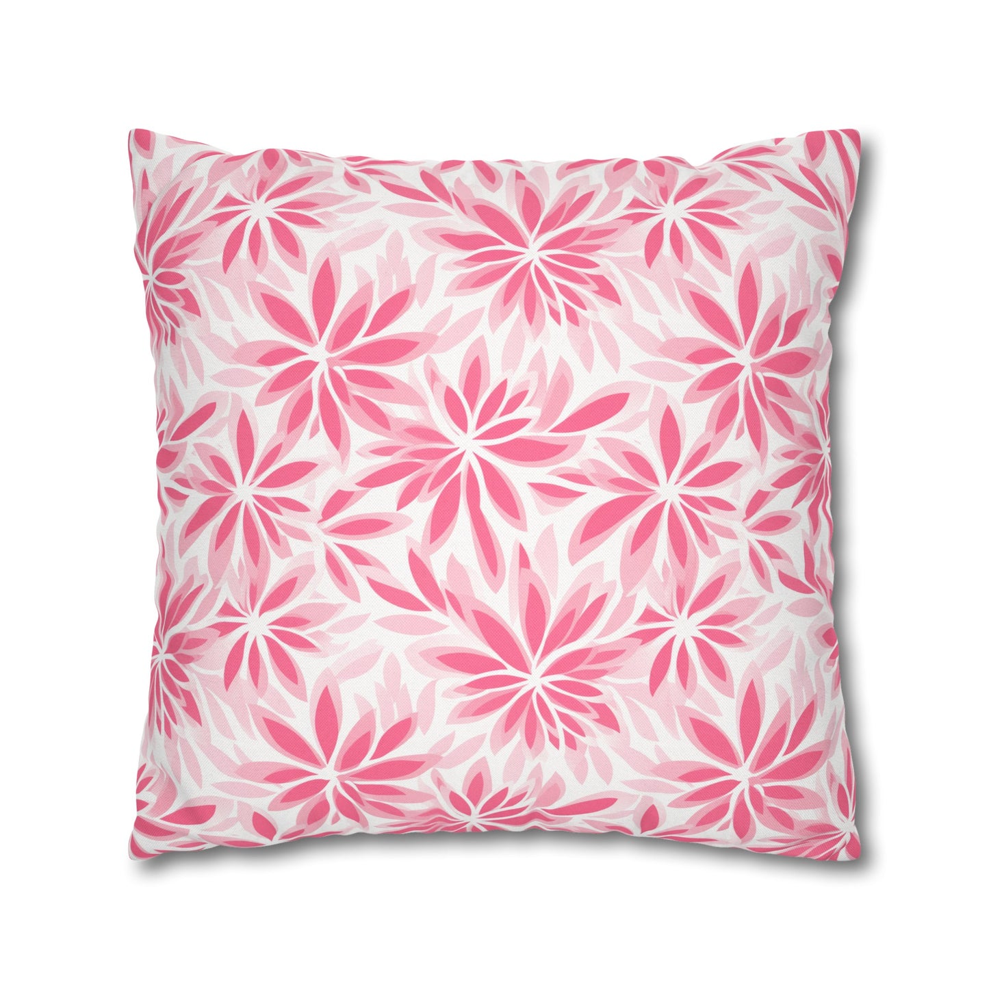 Blush Blooms Soft Pink Floral Pattern Spun Polyester Square Pillowcase 4 Sizes