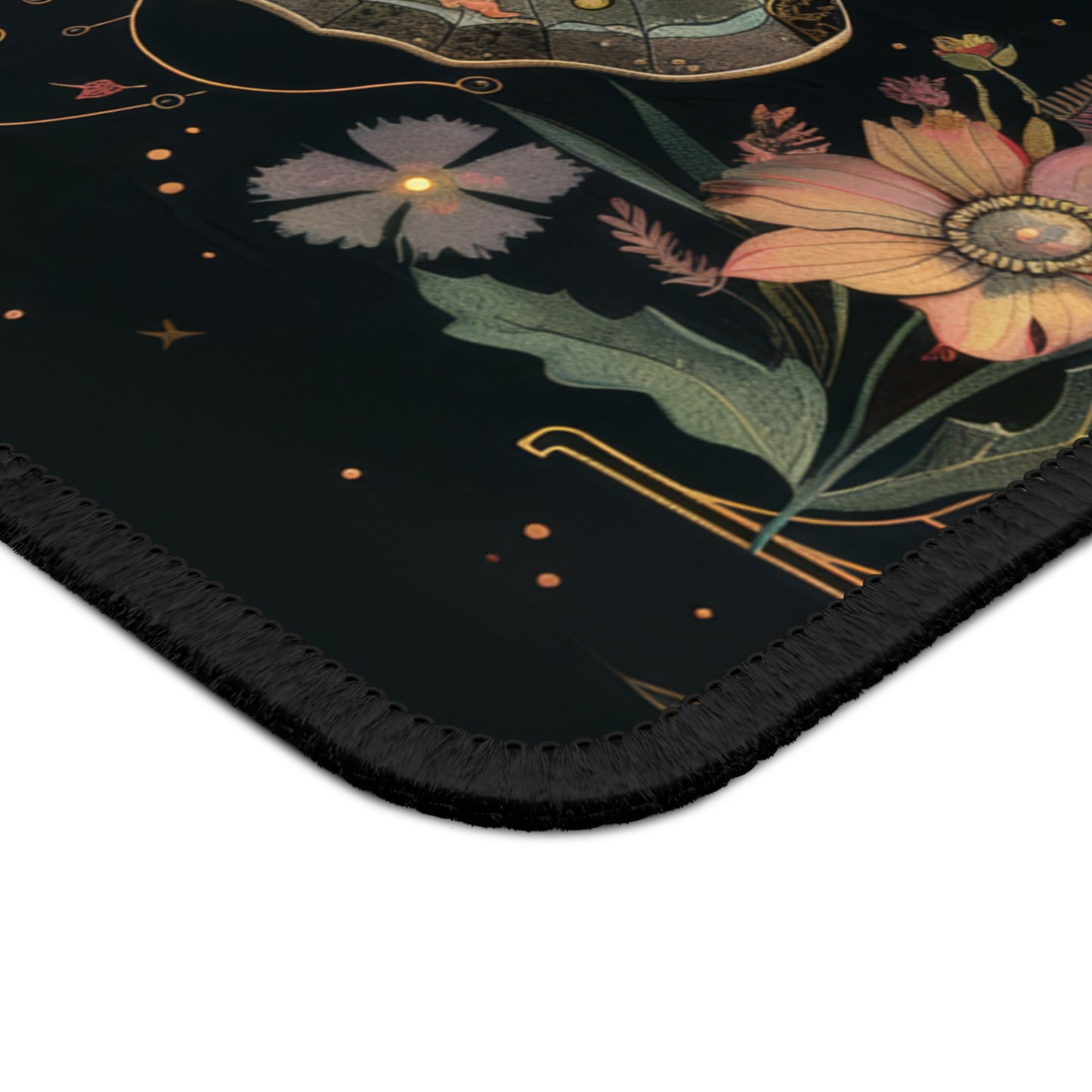 Lunar Moth Symphony with Moonlit Florals and Ethereal Glow Gaming Mouse Pad with Finished Edges