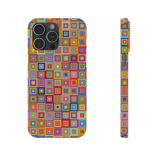 Rainbow Colored Squares Design Iphone 15-12 Slim Phone Case