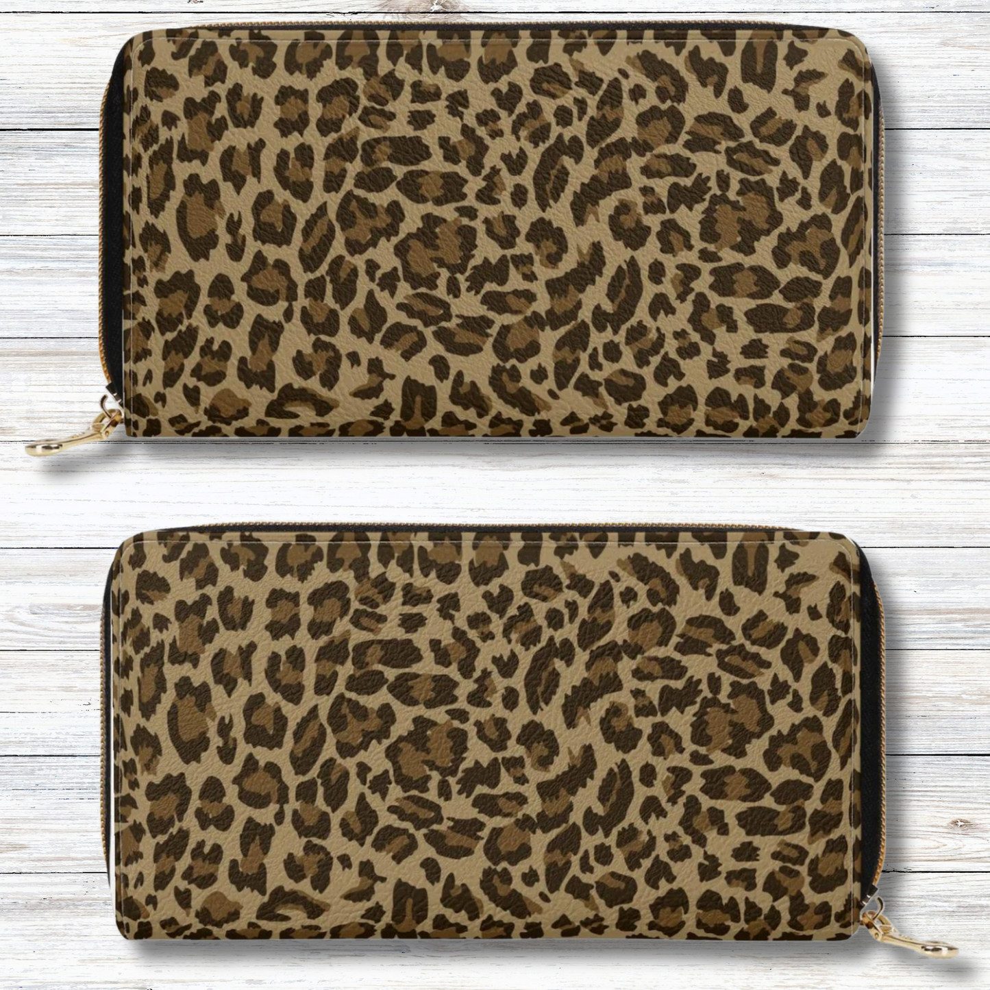 Wild Elegance Brown and Black Leopard Print Leather Wallet (PU)