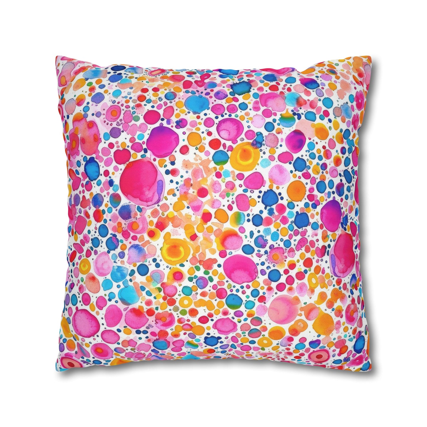 Prismatic Splatter: Rainbow Watercolor Explosion Spun Polyester Square Pillowcase 4 Sizes