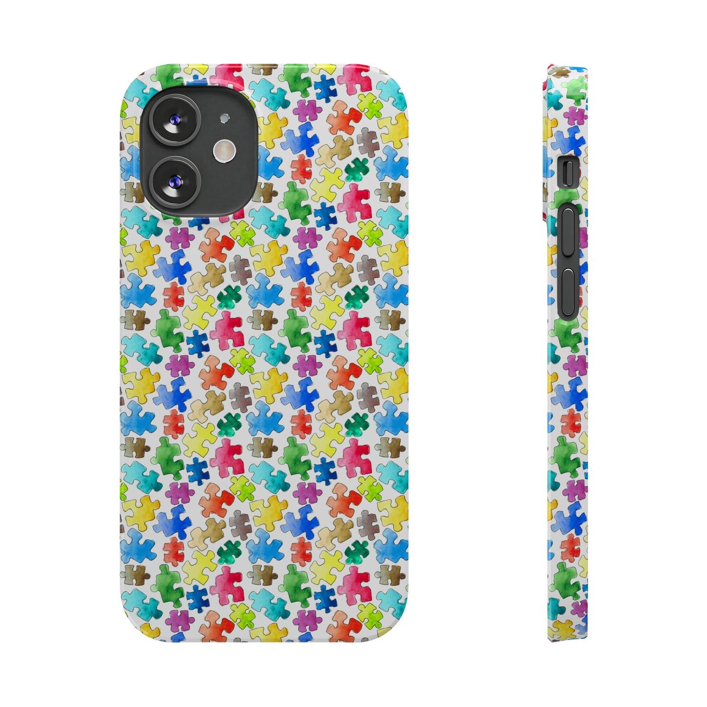 Rainbow Puzzle Pieces Iphone 15-12 Slim Phone Case