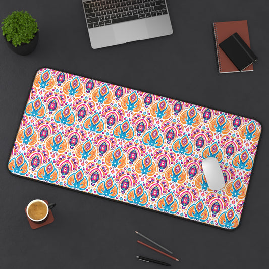 Bohemian Rhapsody Exquisite & Colorful Boho Pattern of Bold Hues of Blue, Pink, and Orange Extended Gaming Mouse Pad Desk Mat - 3 Sizes