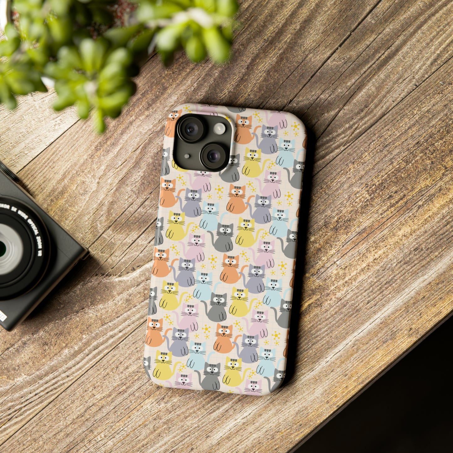 Adorable Cartoon Kitties: Pastel-Colored and Overflowing with Cuteness Iphone 15-12 Slim Phone Case