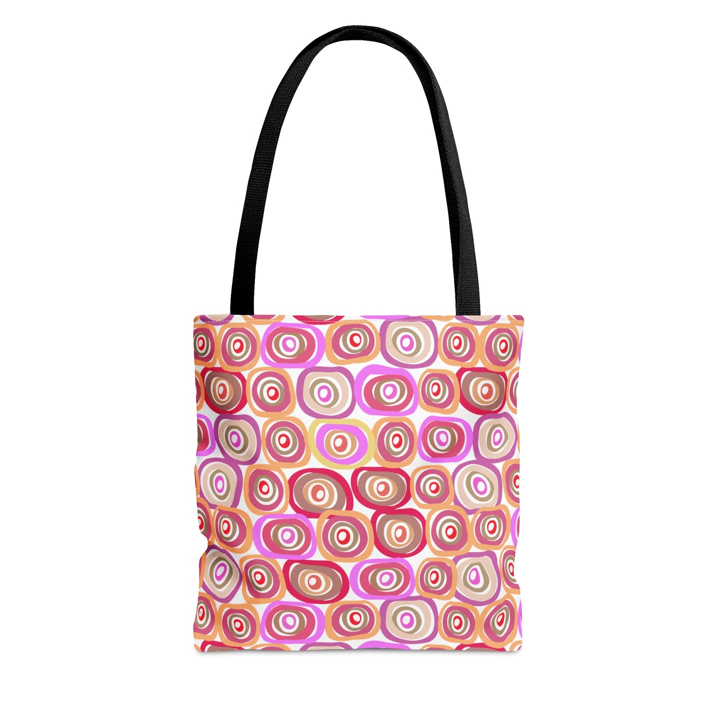 Modern Geometric Art Vibrant Pink, Orange and Tans Circles Pattern Canvas Tote 3 Sizes