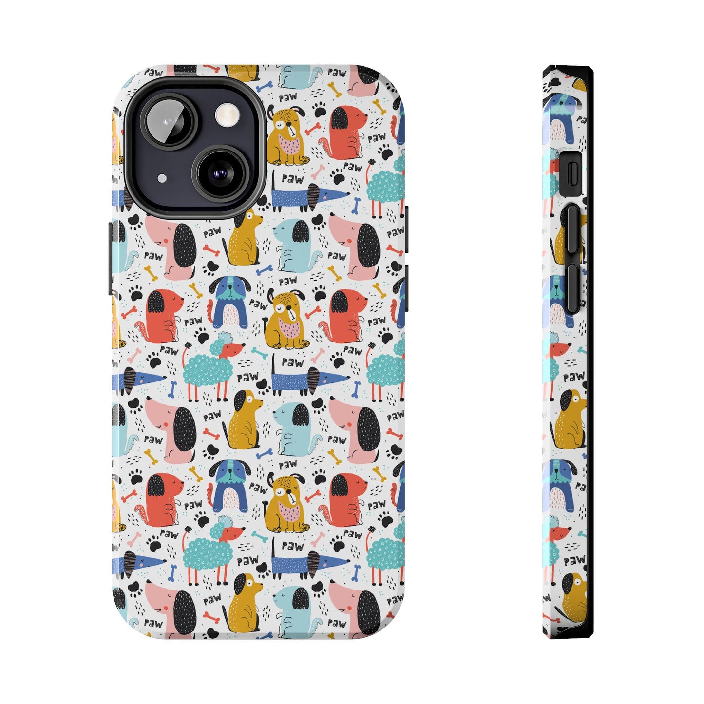 Playful Pups: Colorful Cartoon Dogs Iphone Tough Phone Case