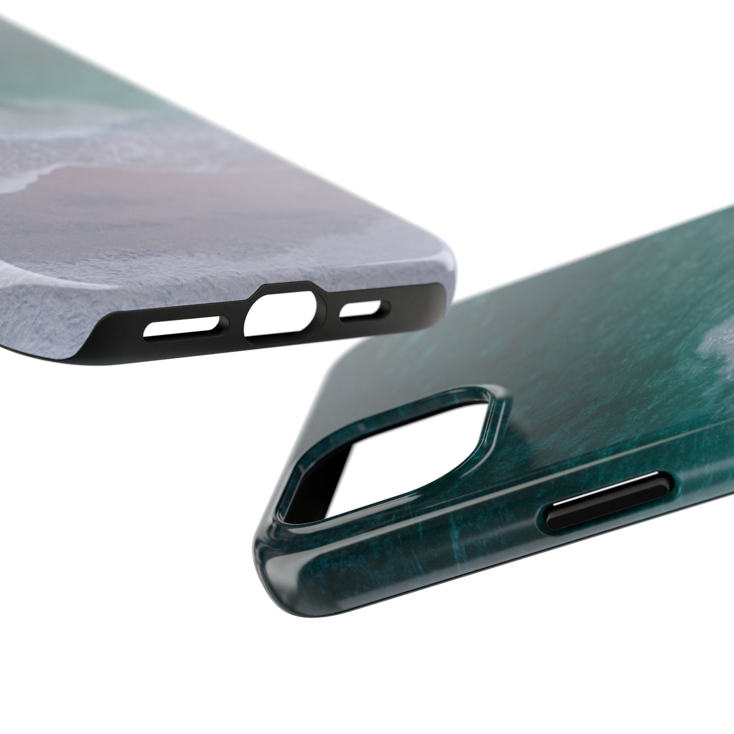 Ocean's Embrace: Deep Green Waters with White Waves Crashing onto the Beach Design Iphone Tough Phone Case