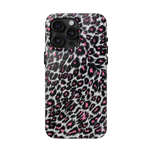 Fierce Femininity Pink and Black Leopard Print Iphone Tough Phone Case