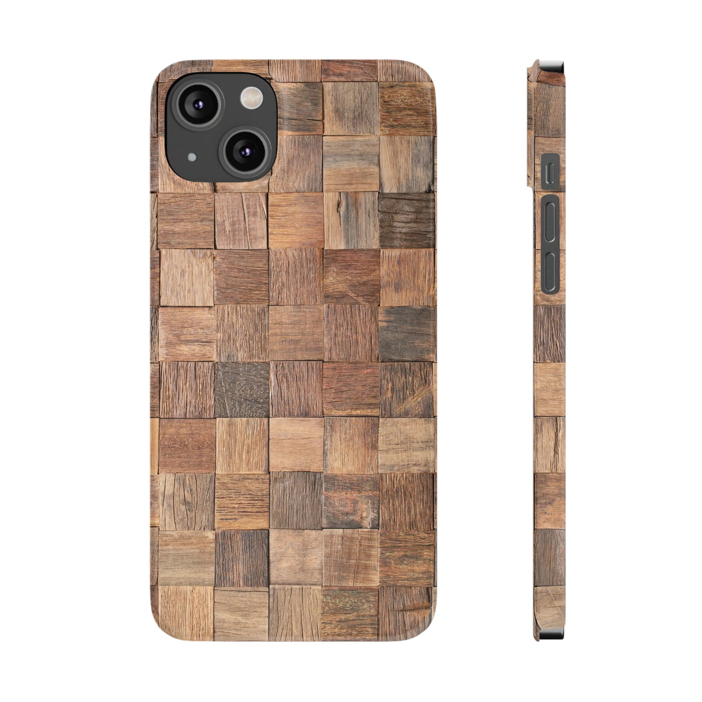 Organic Elegance Natural Woven Wood Design Design Iphone 15-12 Slim Phone Case