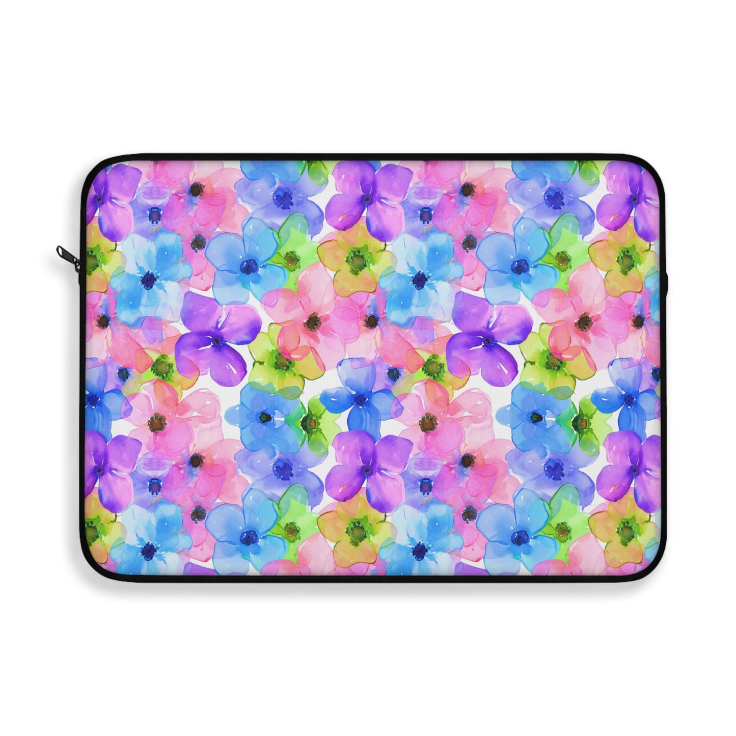 Prismatic Garden: Luminous Pink, Purple, and Blue Blossoms Laptop or Ipad Protective Sleeve 3 Sizes Available