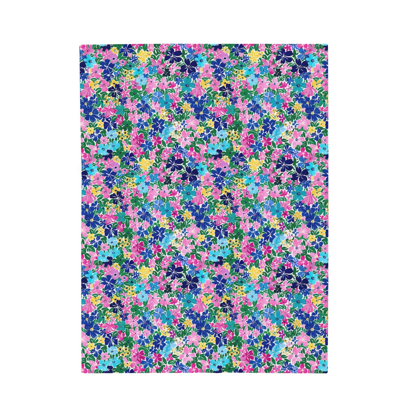 Rainbow Blooms: Vibrant Multi-color Watercolor Flowers in Full Bloom Velveteen Plush Blanket 3 Sizes