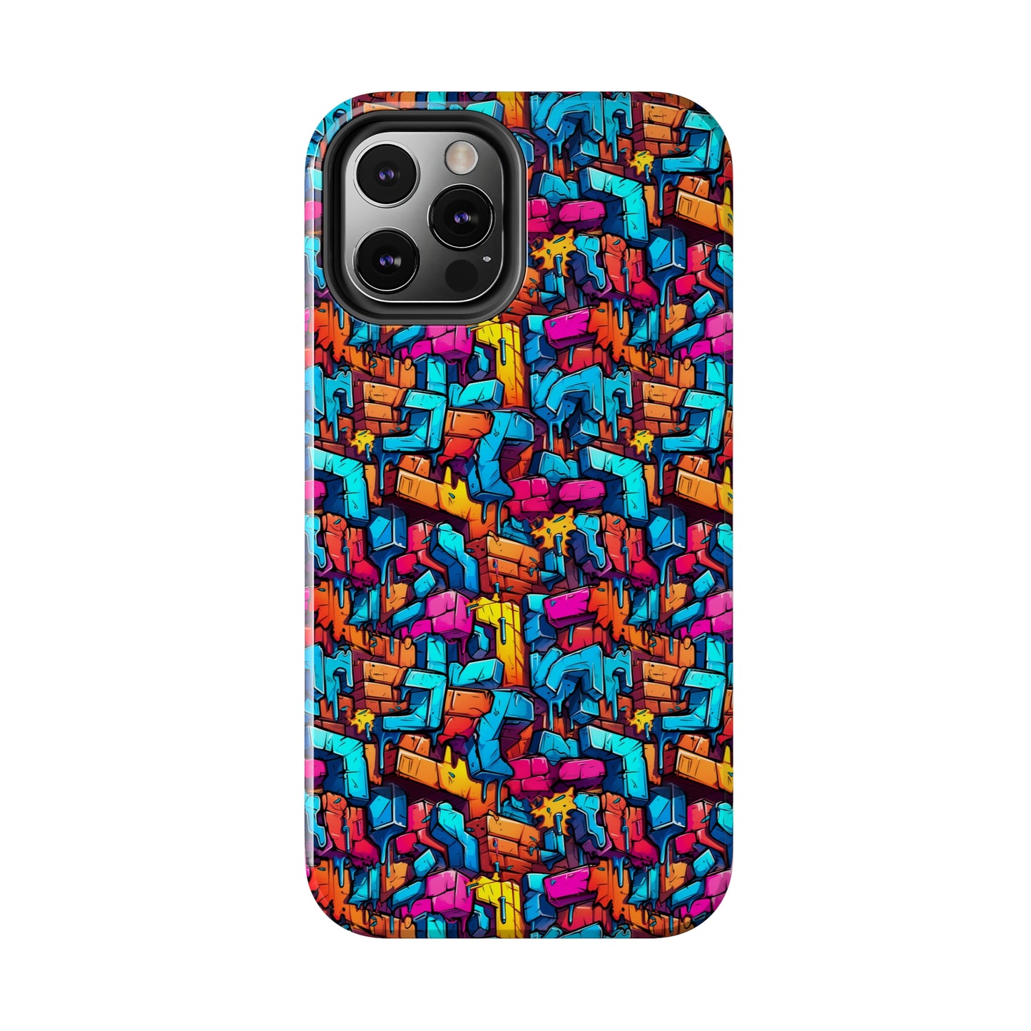 3D Rainbow Colored Graphic Blocks Design Iphone Tough Phone Case