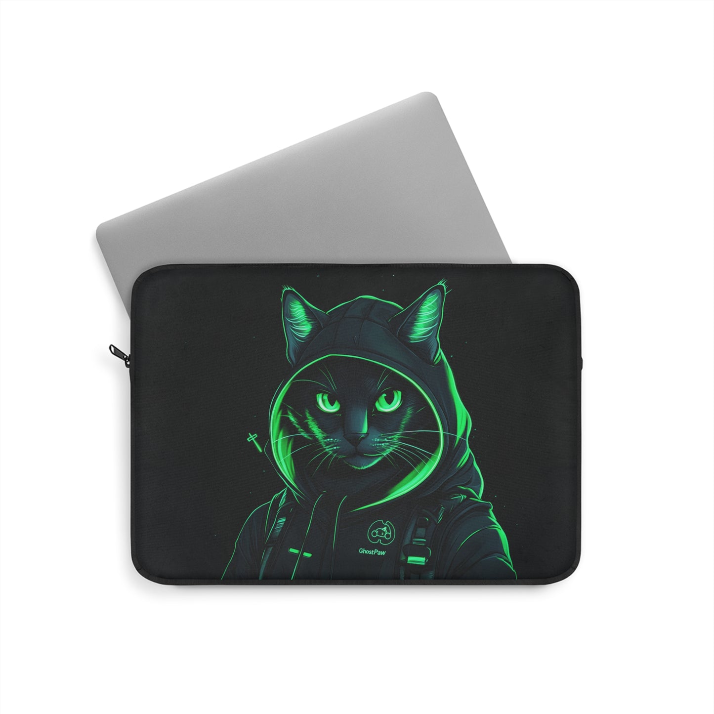 Neon Nightcrawler Cyber Stealth Cat  Laptop or Ipad Protective Sleeve 3 Sizes Available