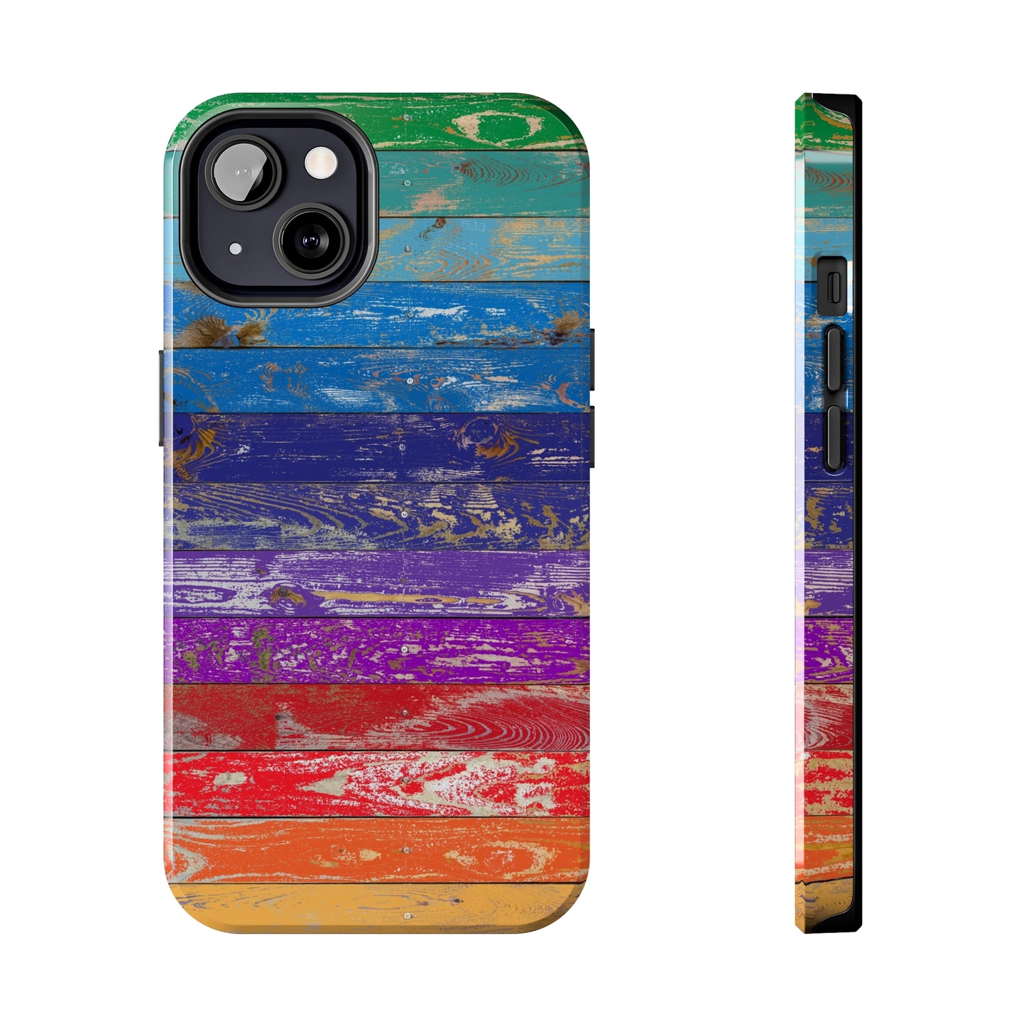 Rainbow Wood Planks Iphone Tough Phone Case