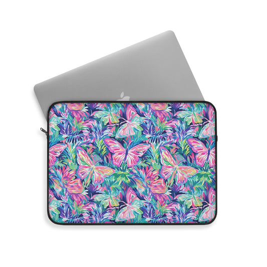 Fluttering Rainbows: Vibrant Watercolor Butterflies in Flight Laptop or Ipad Protective Sleeve Three Sizes Available