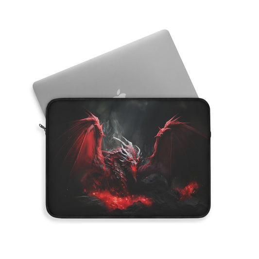 Majestic Red Fierce Fire-Breathing Beast in Dark Fantasy Realm - Laptop or Ipad Protective Sleeve 3 Sizes