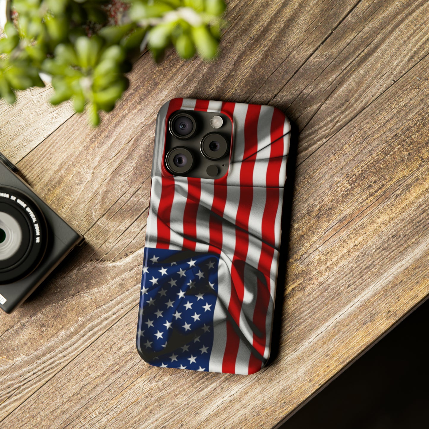 Proudly Unfurling: The American Flag Waves in Patriotic Splendor Iphone 15-12 Slim Phone Case