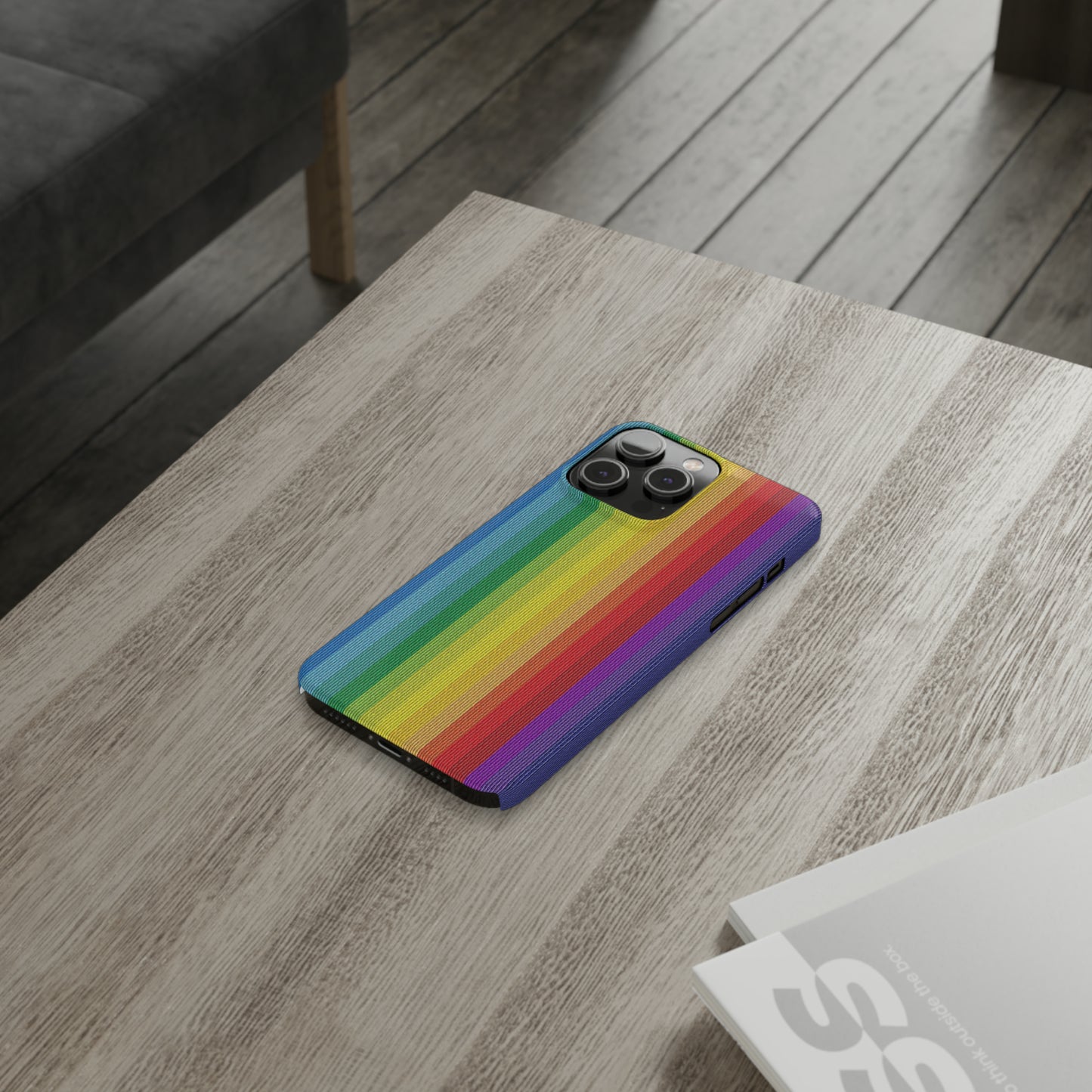 Rainbow Stripe Design Iphone 15-12 Slim Phone Case