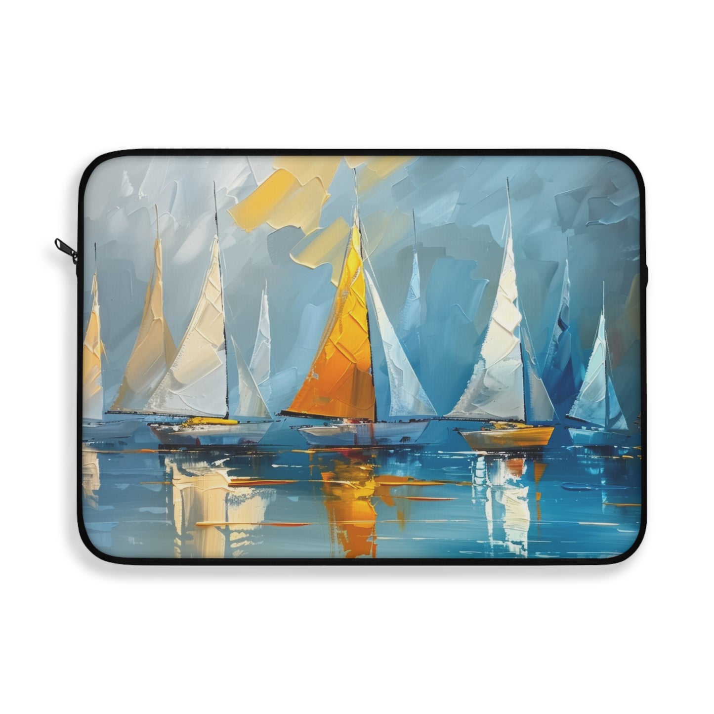 Sailboats Gliding on the Open Sea, Bathed in the Warm Glow of the Setting Sun Laptop or Ipad Protective Sleeve 3 Sizes Available