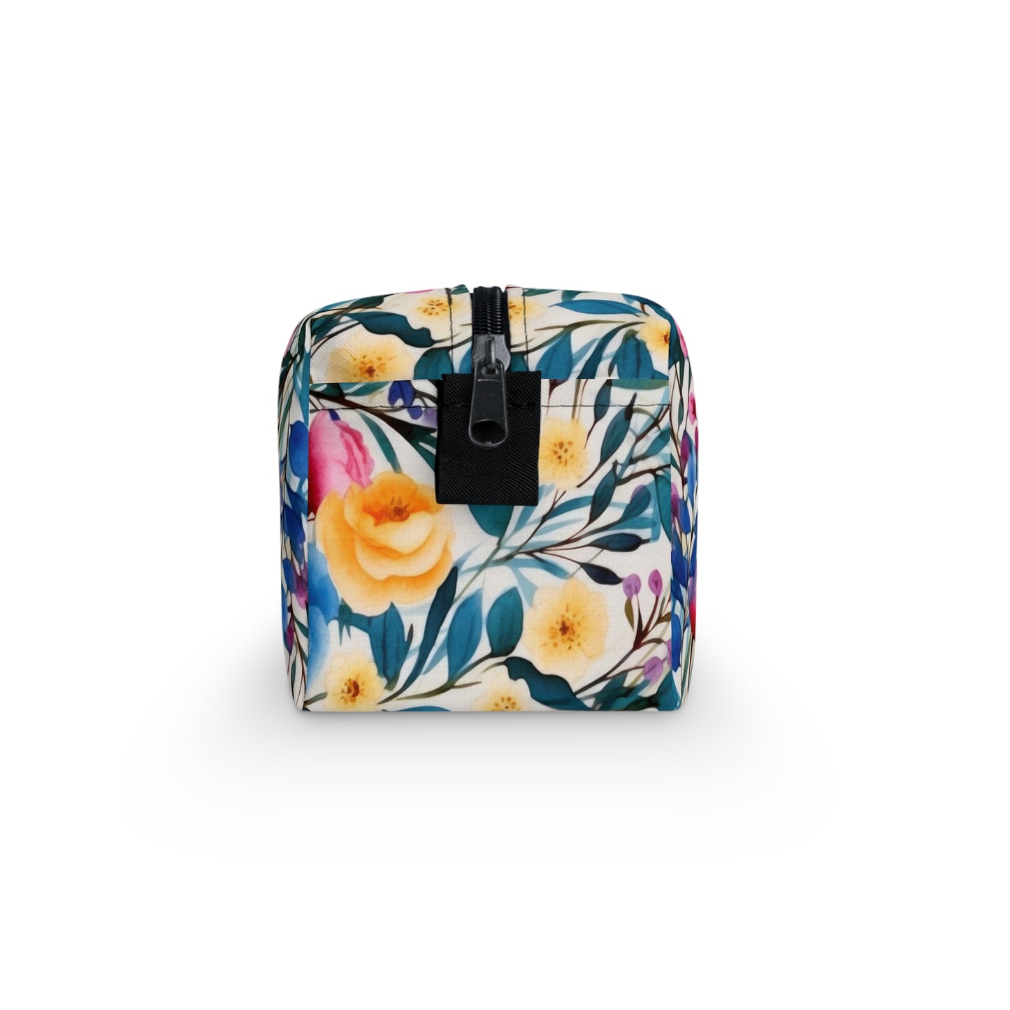 Blooming Brilliance: Large Watercolor Floral Design in Blue, Yellow, and Pink Toiletry Bag