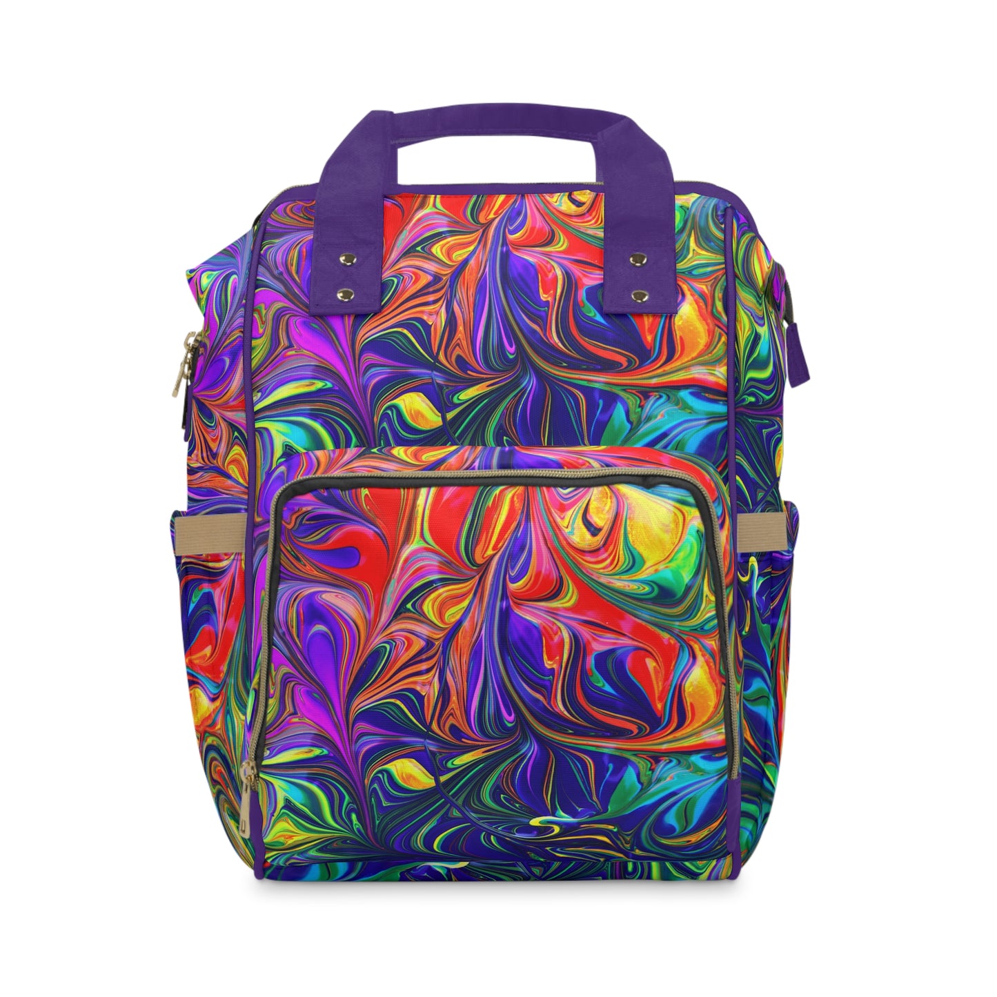 Radiant Spectrum: Rainbow Abstract Swirl Multifunctional Diaper Backpack