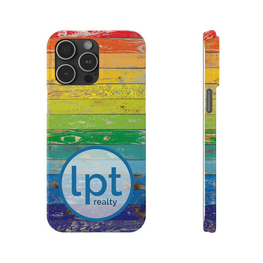 LPT Realty Logo -  Rainbow Wood Planks Iphone 15-12 Slim Phone Case