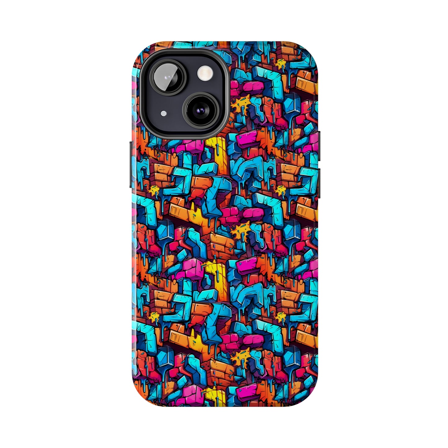 3D Rainbow Colored Graphic Blocks Design Iphone Tough Phone Case