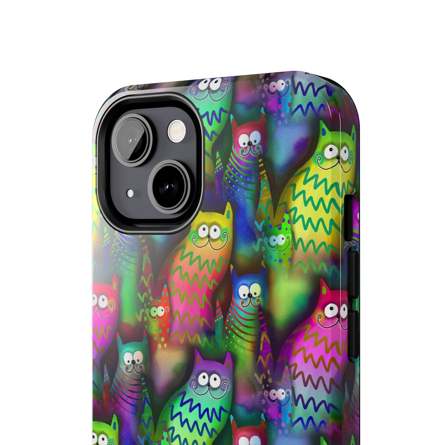 Neon Rainbow Cartoon Cats Iphone Tough Phone Case