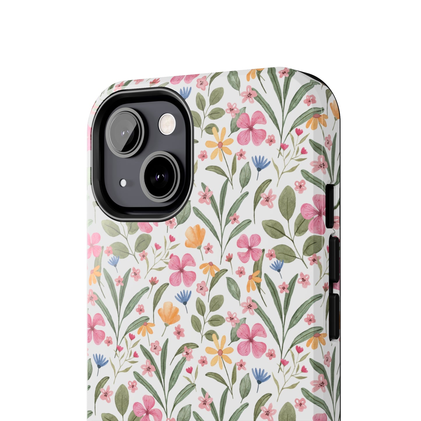 Pink Watercolor Spring Flowers Iphone Tough Phone Case