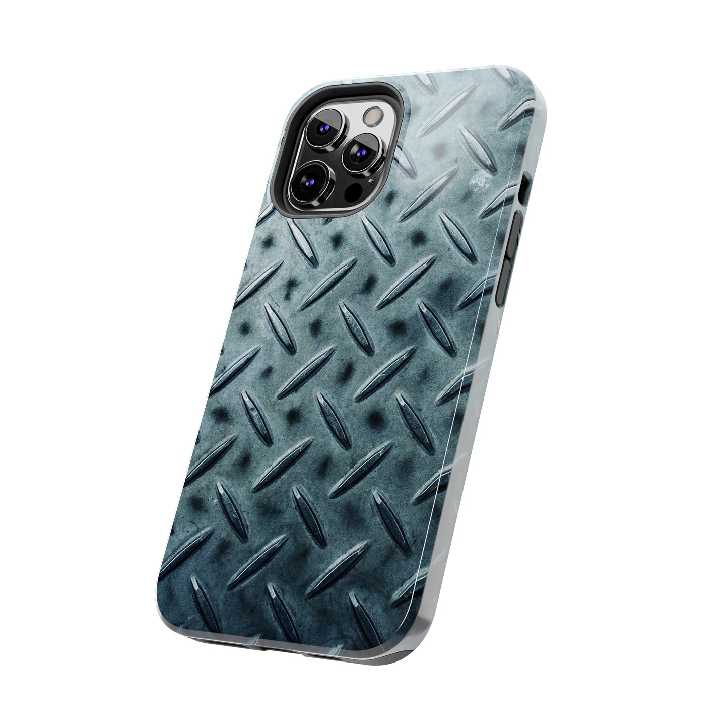 Blue Steel Diamond Plate Design Iphone Tough Phone Case