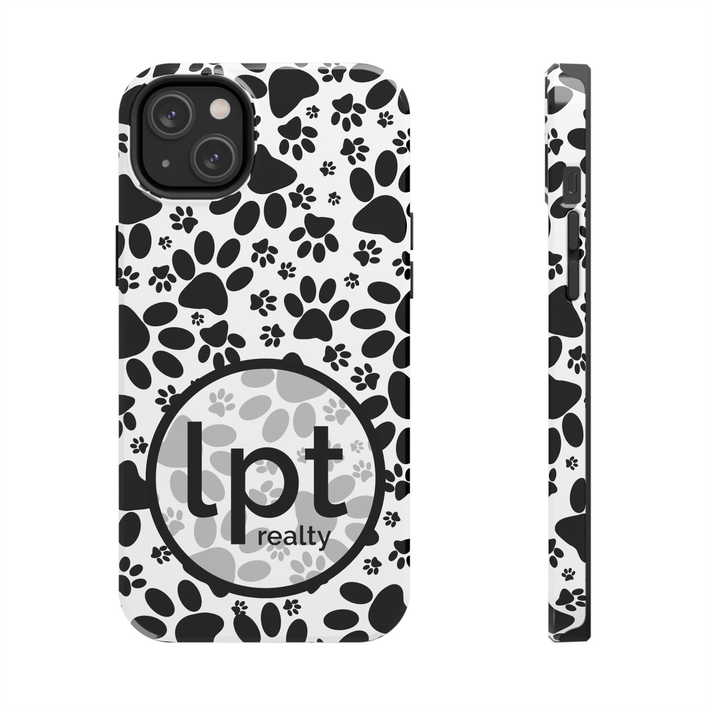 LPT Realty Logo -  Stealthy Tracks: Black Animal Paw Prints Iphone Tough Phone Case