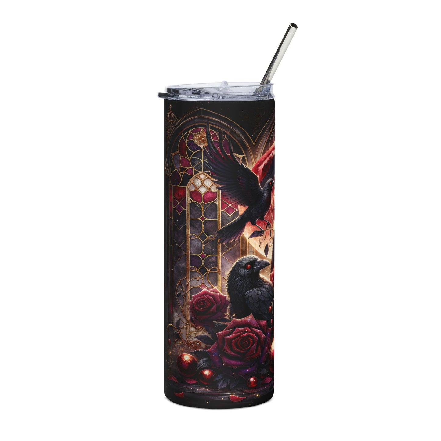 Gothic Garden Victorian Poe Raven Mythical Fantasy Dark Academy Seamless 20 oz Skinny Tumbler