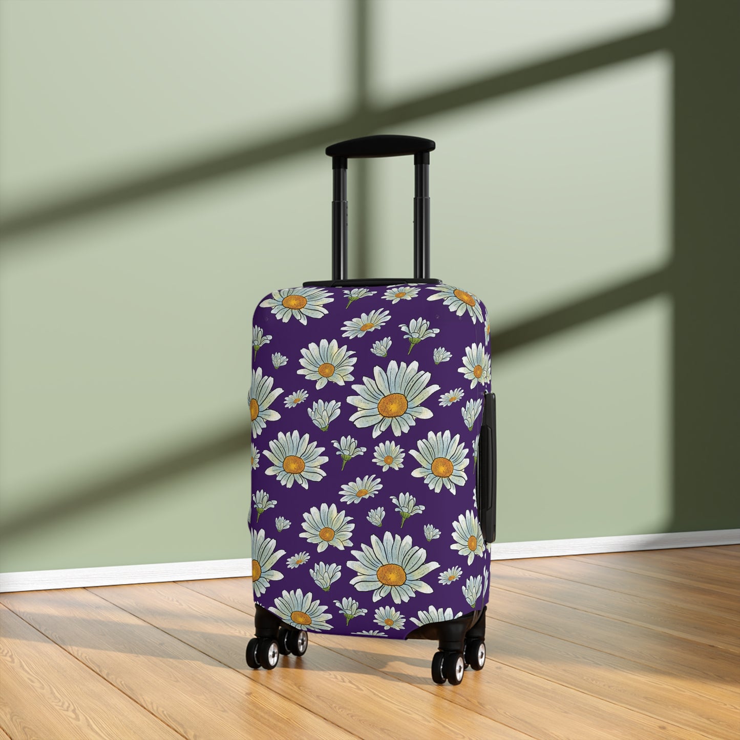 Large Watercolor Summer Daisies Blooming Against a Bold Purple Background  - Luggage Protector and Cover 3 Sizes