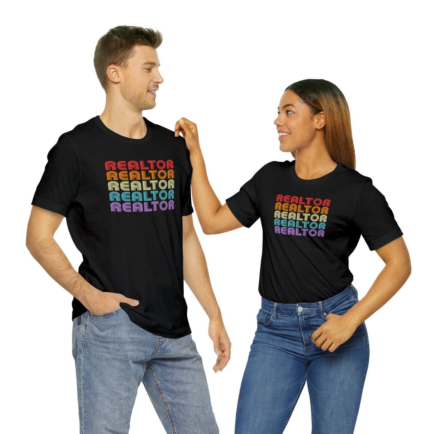 Retro Rainbow Realtor Design - Short Sleeve T-Shirt XS-5XL