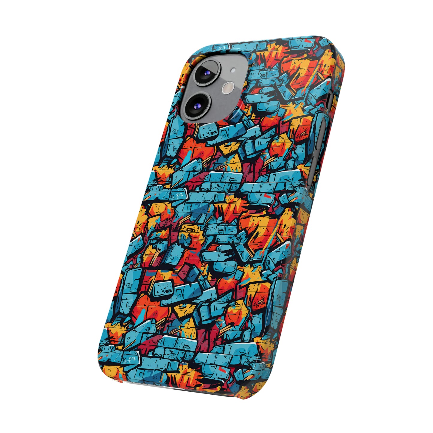 3D Brick Wall Graffiti Design Iphone 15-12 Slim Phone Case