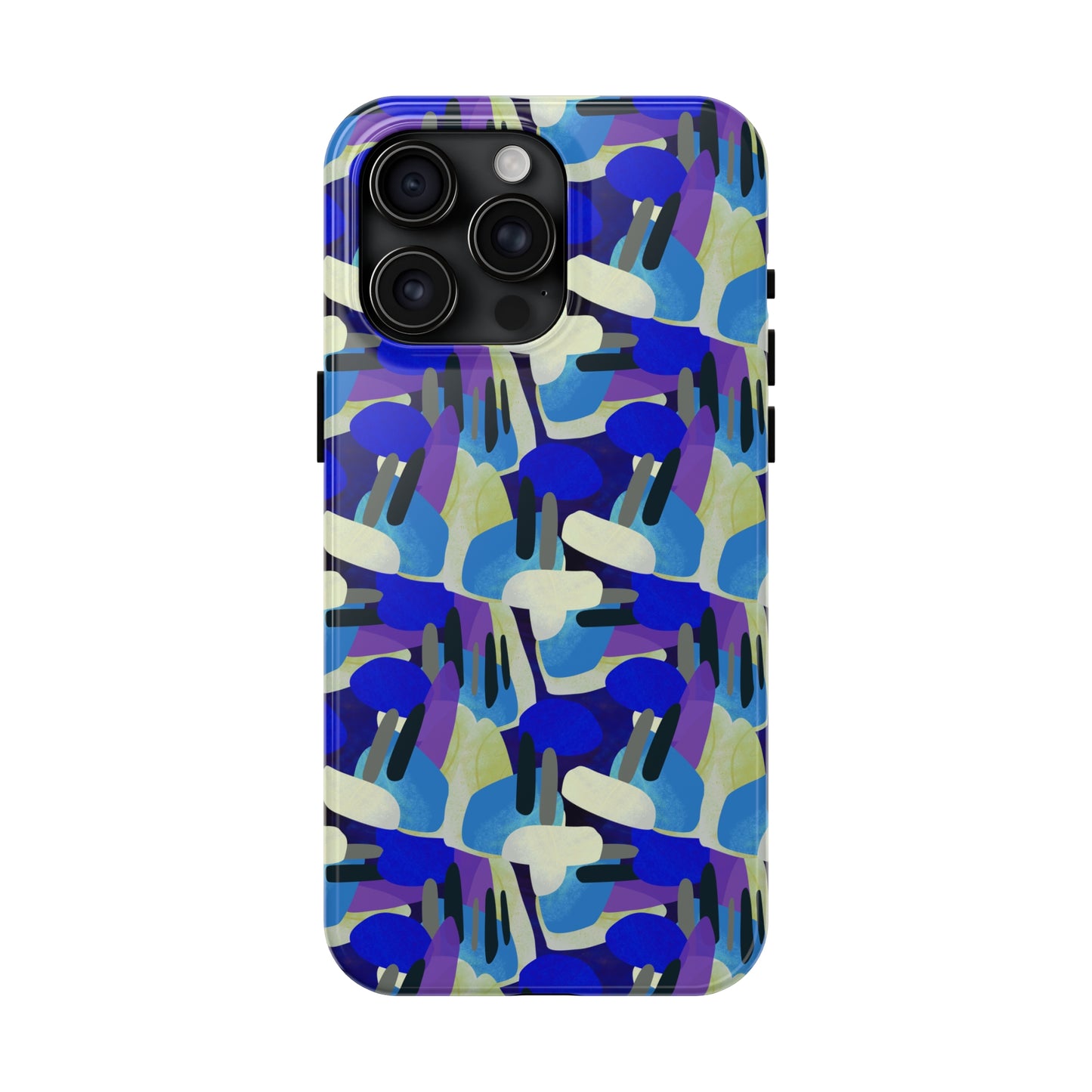 Blue, Purple and Green Abstract Design Iphone Tough Phone Case