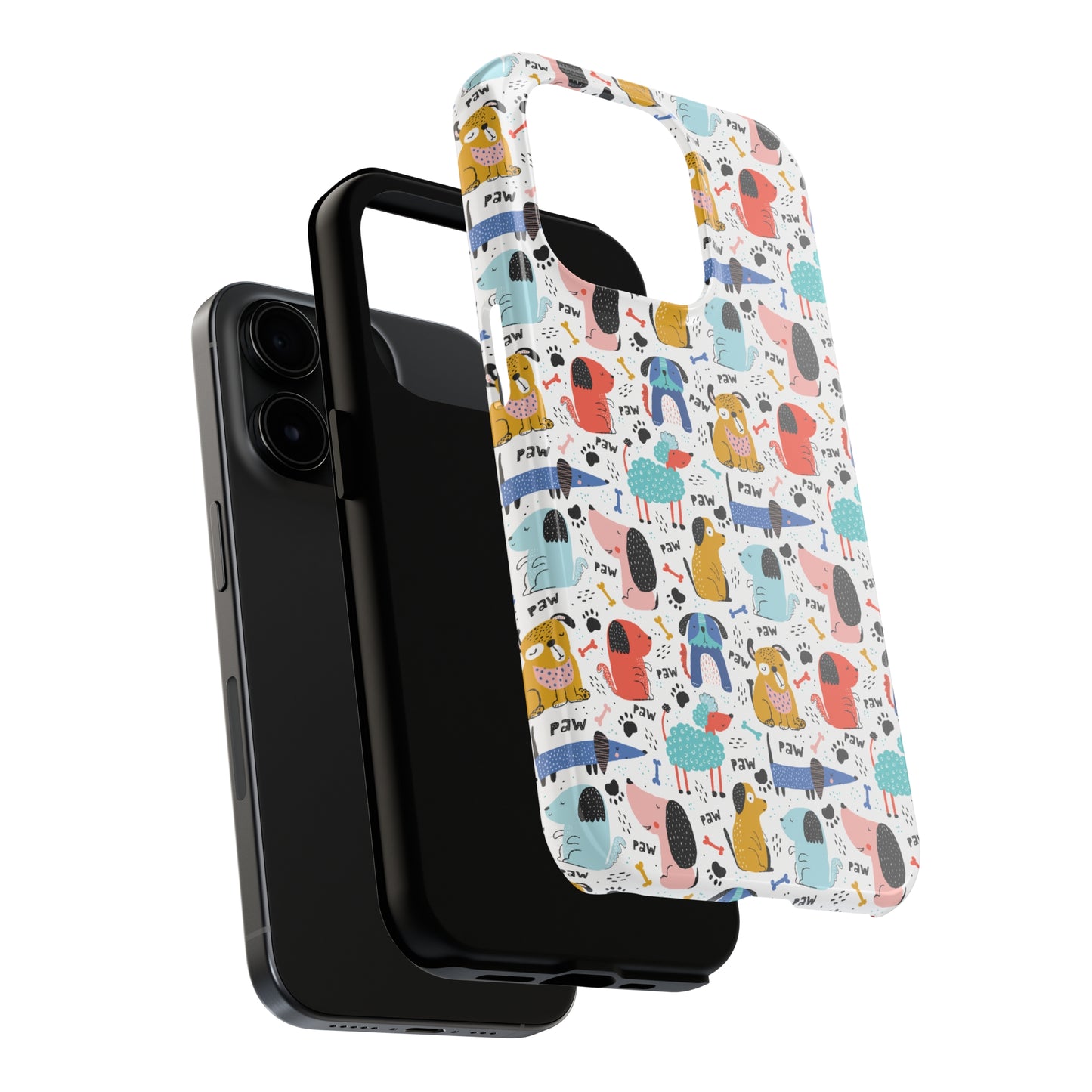 Playful Pups: Colorful Cartoon Dogs Iphone Tough Phone Case