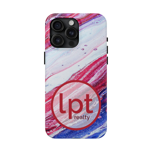 LPT Realty Logo -  Red White and Blue Alcohol Ink Design Iphone Tough Phone Case