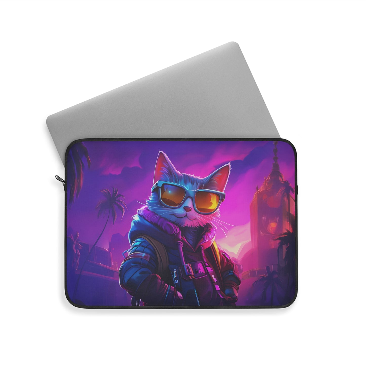 Sunset Cruiser Cat in Cool Shades Laptop or Ipad Protective Sleeve 3 Sizes Available